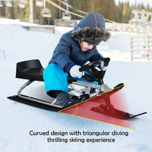Load image into Gallery viewer, Kids Snow Sled with Steering Wheel and Double Brakes Pull Rope-Black