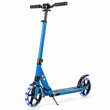 Load image into Gallery viewer, Aluminum Folding Kick Scooter with LED Wheels for Adults and Kids-Blue