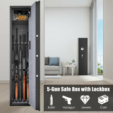 Load image into Gallery viewer, Biometric Fingerprint Rifle Safe Quick Access 5-Gun Cabinet with Lockbox