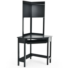 Load image into Gallery viewer, Corner Computer Desk with Hutch and Storage Shelves-Black