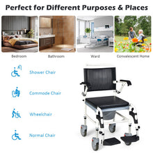 Load image into Gallery viewer, 4-in-1 Bedside Commode Chair Commode Wheelchair with Detachable Bucket
