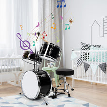 Load image into Gallery viewer, 5 Pieces Junior Drum Set with 5 Drums-Black