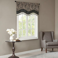 Load image into Gallery viewer, Madison Park Aubrey Jacquard Window Rod Pocket Valance With Beads - 50X18" MP41-4989