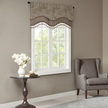 Load image into Gallery viewer, Madison Park Aubrey Jacquard Window Rod Pocket Valance With Beads - 50X18" MP41-4990