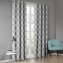 Load image into Gallery viewer, Blakesly Printed Ikat Blackout Window Curtain Panel (50x84) - Grey SS40-0066 By Olliix