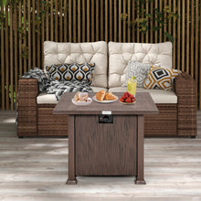 Load image into Gallery viewer, 32 Inch 50 000 BTU Square Fire Pit Table with Lid and Lava Rocks-Brown