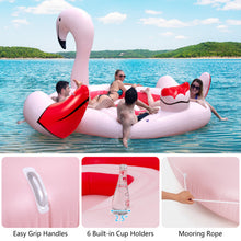 Load image into Gallery viewer, 6 People Inflatable Flamingo Floating Island with 6 Cup Holders for Pool and River