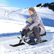 Load image into Gallery viewer, Kids Snow Sled with Steering Wheel and Double Brakes Pull Rope-Black