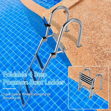 Load image into Gallery viewer, 4 Step Stainless Steel Folding Telescoping Pontoon Boat Ladder