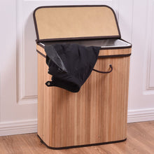 Load image into Gallery viewer, Large Rect Bamboo Laundry Hamper Basket with Lid-Brown