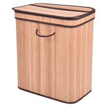 Load image into Gallery viewer, Large Rect Bamboo Laundry Hamper Basket with Lid-Brown