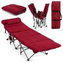 Load image into Gallery viewer, Folding Retractable Travel Camping Cot with Mattress and Carry Bag-Red
