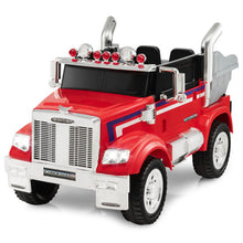Load image into Gallery viewer, 12V Licensed Freightliner Kids Ride On Truck Car with Dump Box and Lights -Red