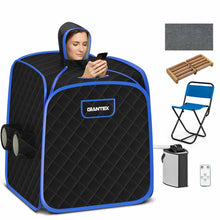 Load image into Gallery viewer, 800W 2 Person Portable Steam Sauna Tent SPA with Hat Side Holes 3L Steamer-Black