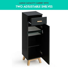 Load image into Gallery viewer, Waterproof Bathroom Cabinet with Adjustable Shelves and Sliding Drawer-Black