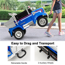 Load image into Gallery viewer, 12V Licensed Freightliner Kids Ride On Truck Car with Dump Box and Lights -Blue