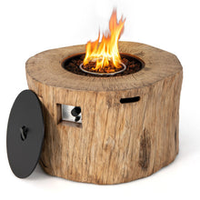 Load image into Gallery viewer, 40 Inch Round Propane Gas Fire Pit Table Wood-Like Surface with Laval Rock PVC Cover