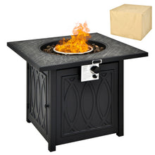 Load image into Gallery viewer, 32 Inch Propane Fire Pit Table Square Tabletop with Lava Rocks Cover 50000 BTU-Black