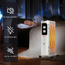 Load image into Gallery viewer, 1500W Oil Filled Portable Radiator Space Heater with Adjustable Thermostat-White