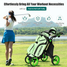 Load image into Gallery viewer, Lightweight Foldable Collapsible 4 Wheels Golf Push Cart-Green