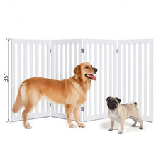 Load image into Gallery viewer, 35'' Folding Standing 4 Panel Wood Pet Fence-White
