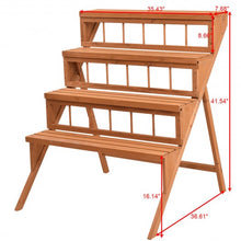 Load image into Gallery viewer, 4 Tiers Wood Ladder Step Flower Pot Holder Plant Stand