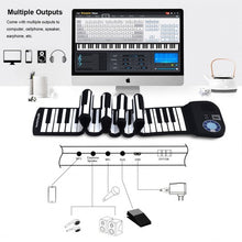 Load image into Gallery viewer, 88 Keys Midi Electronic Roll up Piano Silicone Keyboard for Beginners-Black