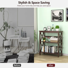 Load image into Gallery viewer, 3-Tier Bookshelf Wooden Open Storage Bookcase for Home Office-Coffee