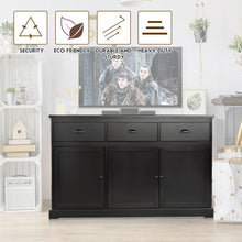 Load image into Gallery viewer, 3 Drawers Sideboard Buffet Storage with Adjustable Shelves-Brown