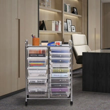 Load image into Gallery viewer, 15 Drawers Rolling Storage Cart Organizer-clear