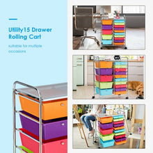 Load image into Gallery viewer, 15-Drawer Utility Rolling Organizer Cart Multi-Use Storage-Deep Multicolor