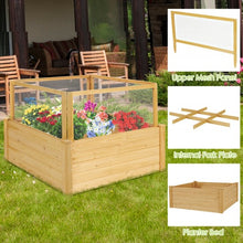 Load image into Gallery viewer, Wooden Raised Garden Box with 9 Grids and Critter Guard Fence