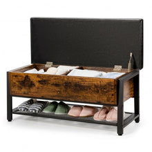 Load image into Gallery viewer, Industrial Storage Shoe Bench with Two Divided Space