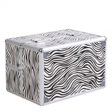 Load image into Gallery viewer, 14" x 9" x 10" Aluminum Makeup Case Cosmetic Organizer-Zebra