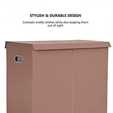 Load image into Gallery viewer, Double Laundry Hamper Storage Collapsible Basket Cothes Organizer-Brown