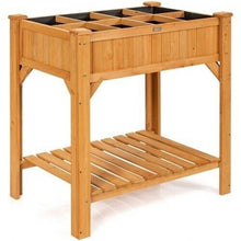 Load image into Gallery viewer, 8 Grids Wood Elevated Garden Planter Box Kit with Liner & Shelf