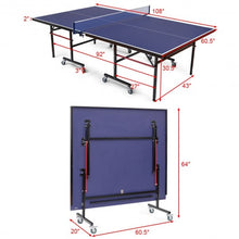 Load image into Gallery viewer, Removable Foldable Net Table Tennis Table with Locking Casters
