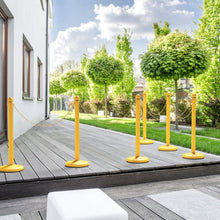 Load image into Gallery viewer, 6PC Set 39.5" Chain C-Hooks Fillable Base Plastic Stanchion -Yellow