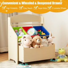 Load image into Gallery viewer, Kids Wooden Toy Storage Unit Organizer w/ Rolling Toy Box & Plastic Bins-Natural