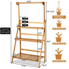 Load image into Gallery viewer, 3 Tiers Bamboo Hanging Folding Plant Shelf Stand