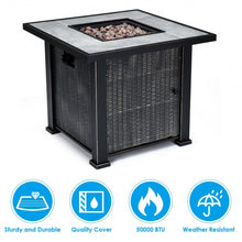 Load image into Gallery viewer, 30" Square Outdoor Fireplace Propane Gas Fire Pit Table-Black