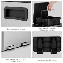 Load image into Gallery viewer, 16 Gallon Dual Step Trash Can Recycling Double Bucket Pedal