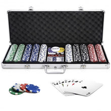 Load image into Gallery viewer, 500 Chips Poker Dice Chip Set w/ Silver Aluminum Case