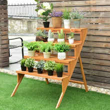 Load image into Gallery viewer, 4 Tiers Wood Ladder Step Flower Pot Holder Plant Stand
