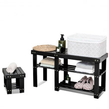 Load image into Gallery viewer, 3-Tier Entryway Bamboo Shoe Rack Bench Stool Storage Organizer