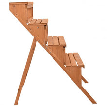 Load image into Gallery viewer, 4 Tiers Wood Ladder Step Flower Pot Holder Plant Stand