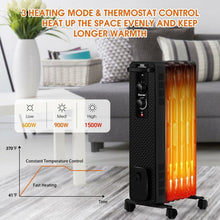 Load image into Gallery viewer, 1500 W Oil-Filled Heater Portable Radiator Space Heater w/ Adjustable Thermostat