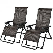 Load image into Gallery viewer, 2PCS Patio Rattan Zero Gravity Lounge Chair