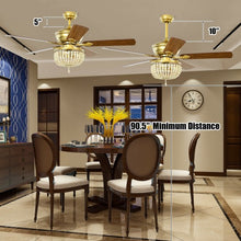 Load image into Gallery viewer, 52" Retro Ceiling Fan Light with Reversible Blades Remote Control-Golden