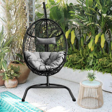 Load image into Gallery viewer, Hanging Cushioned Hammock Chair with Stand -Gray